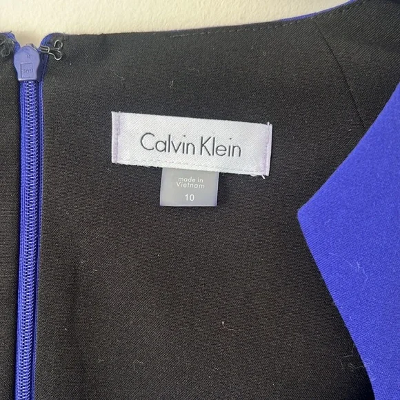 Calvin Klein Womens shift sheath dress zip up back knee length ruched blue nwot - Picture 4 of 10
